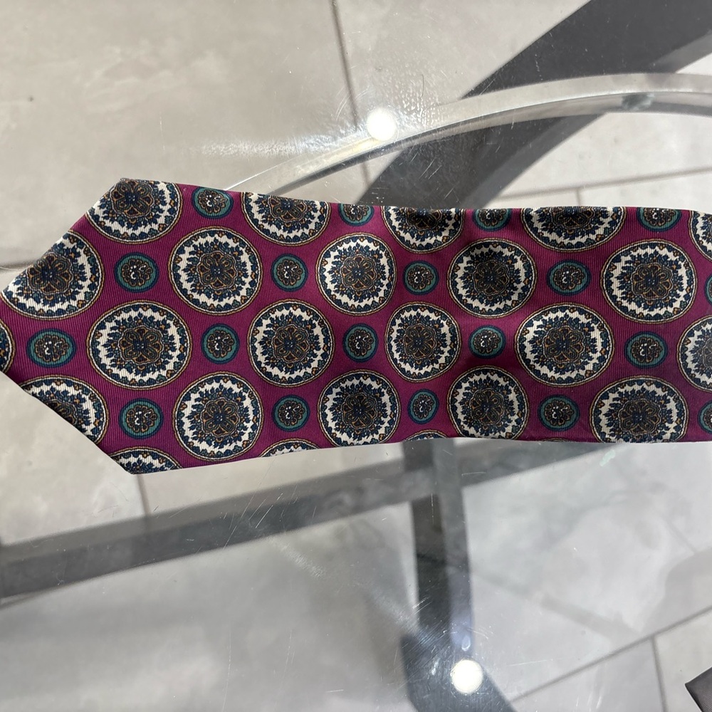 Dior Burgundy and Navy Patterned Tie